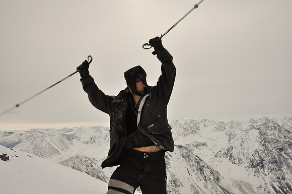 Rémy à la sortie du couloir sommital - Ura - Norway